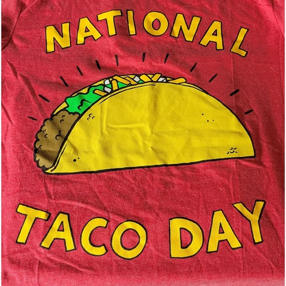 21 Men National Taco Day Mens Small Forever 21 Red T-Shirt‎ NWT - Picture 3 of 7